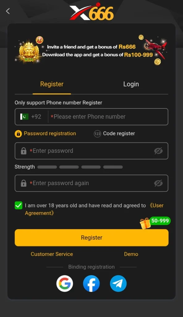 Registration X666 Game