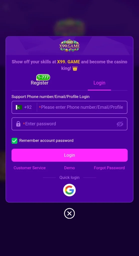 X99 Game Login