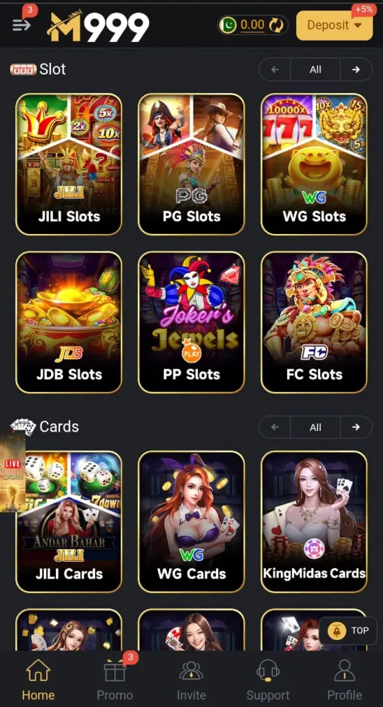 Games Available on M999 App