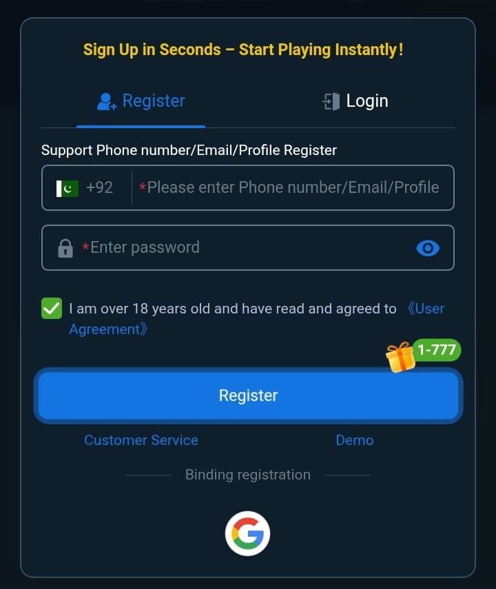Register on 8B Game