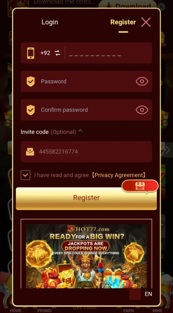HOT77 Game Register
