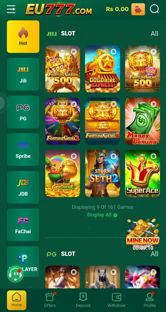 Main Features of EU777 Game