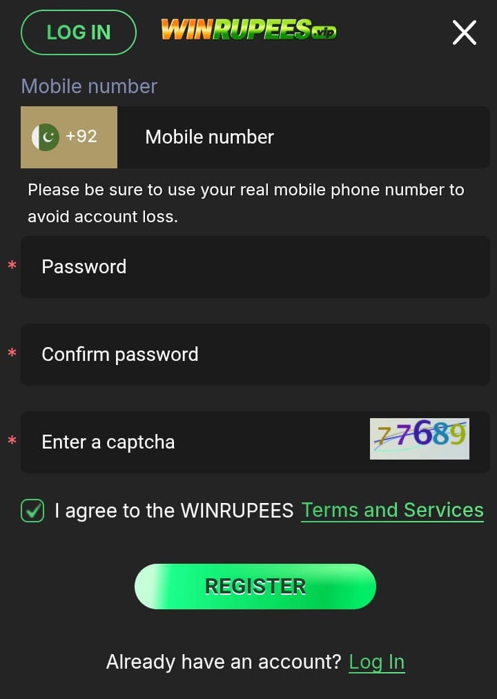 Win Rupees Game Register