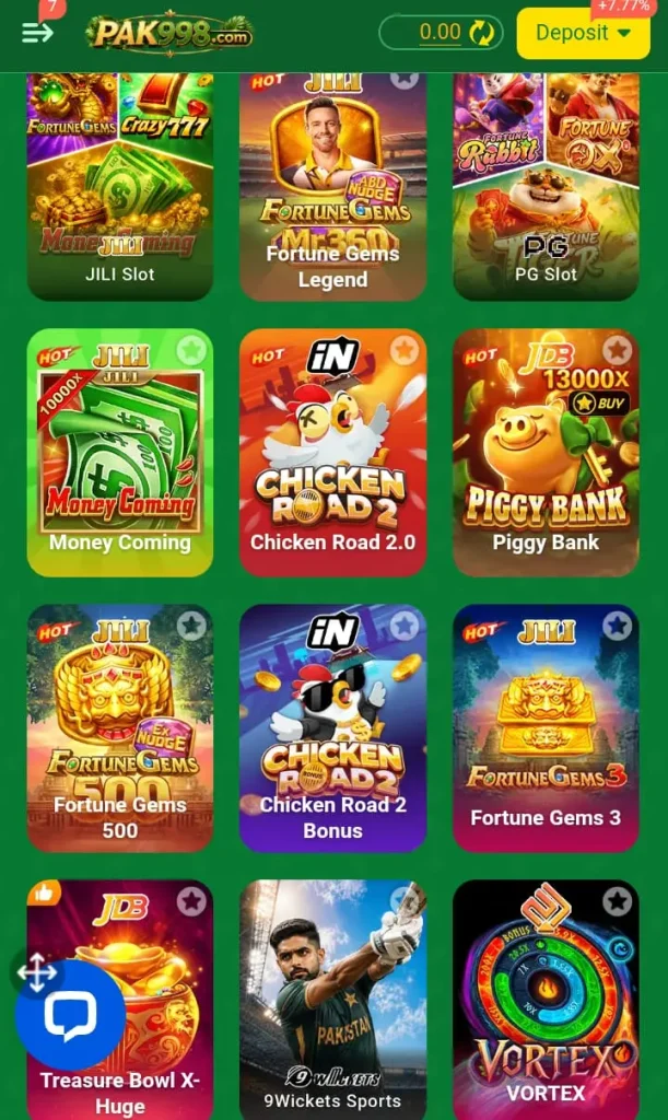 Available Games in Pak998 Game