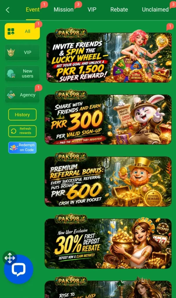 Pak998 Game Bonuses