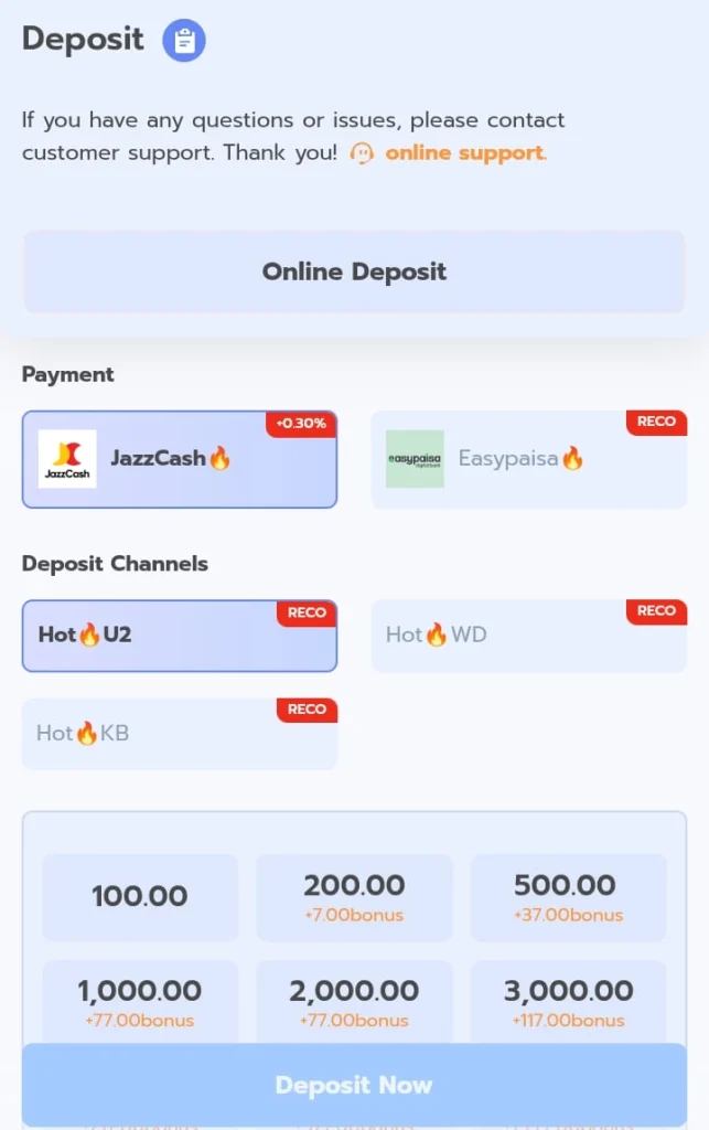 883v Game Deposit Methods