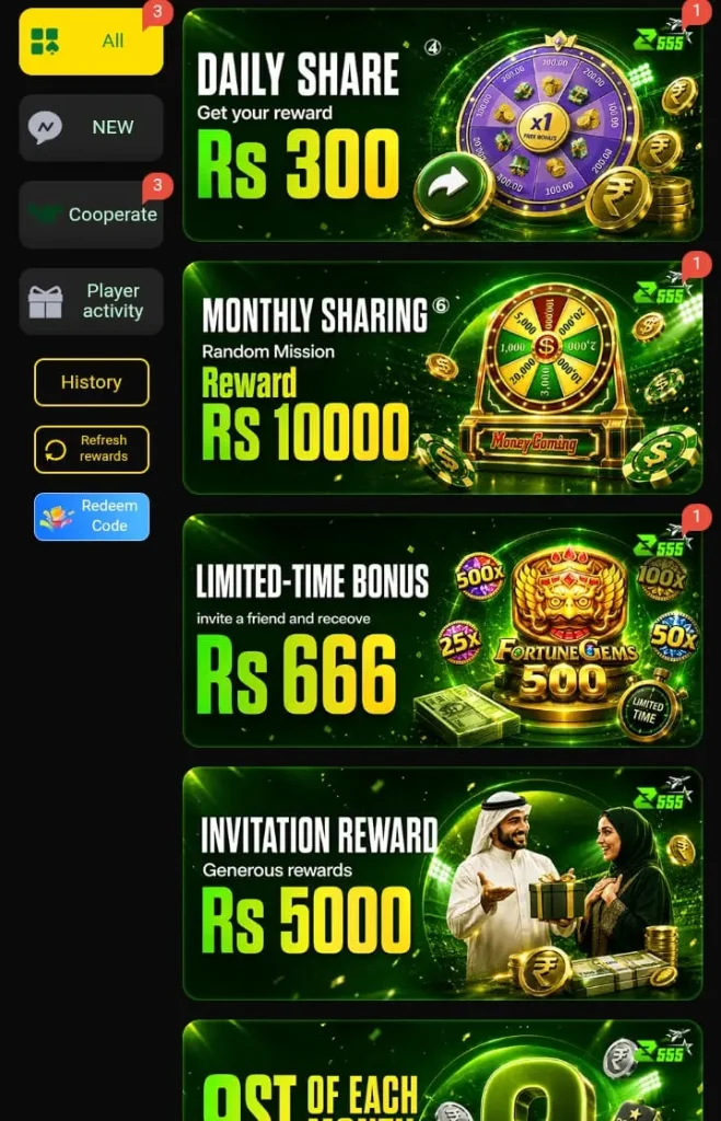 Z555 Game Bonuses and Referral Rewards