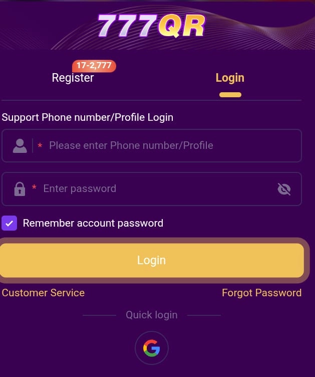 777QR Game Registration
