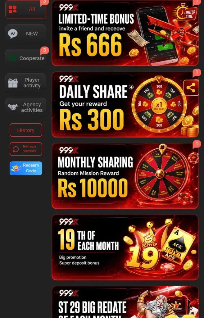 999X Bonuses & Promotions